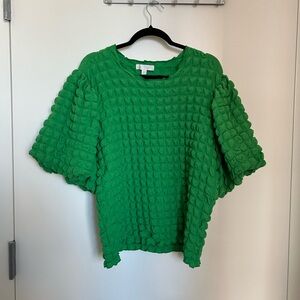 Anthropologie Emerald Puff Sleeve Blouse